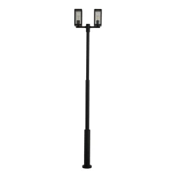 Lucande udendørslampe Siveta, 240 cm, 2 lyskilder, sort, E27, IP65