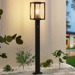 Lucande vejlampe Ferda, 100 cm, sensor, antracit, IP44
