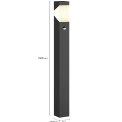 Lucande vejlampe Kiran, 100 cm, sensor, grå, IP44, E27