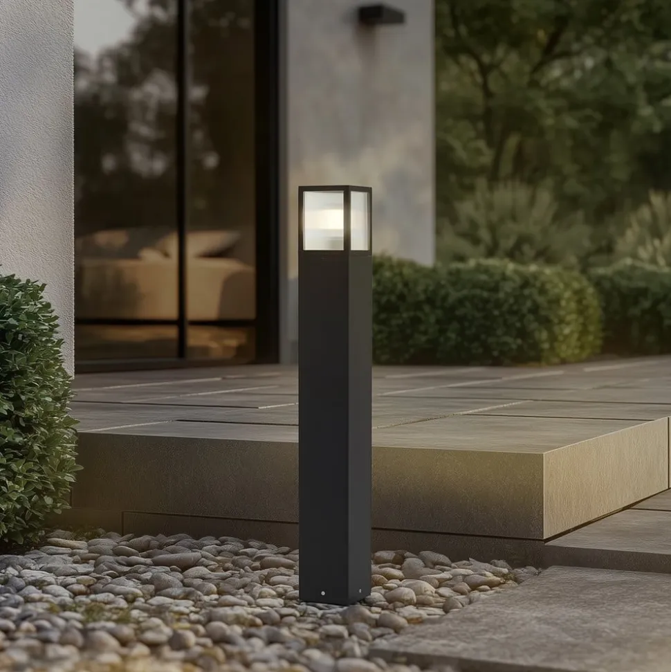 Lucande vejlampe Klemens, 90 cm, sort, metal, IP54