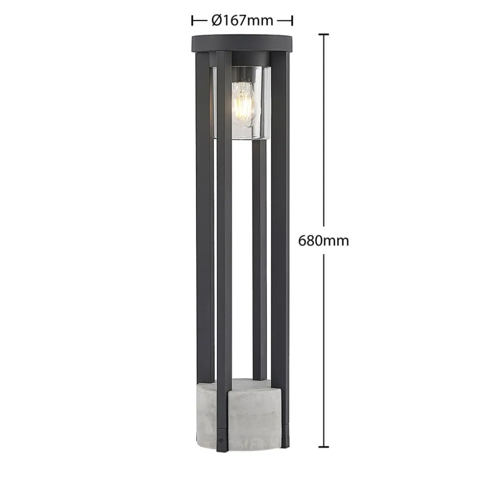Lucande vejlampe Overa, grå, metal, 68 cm, IP44, E27
