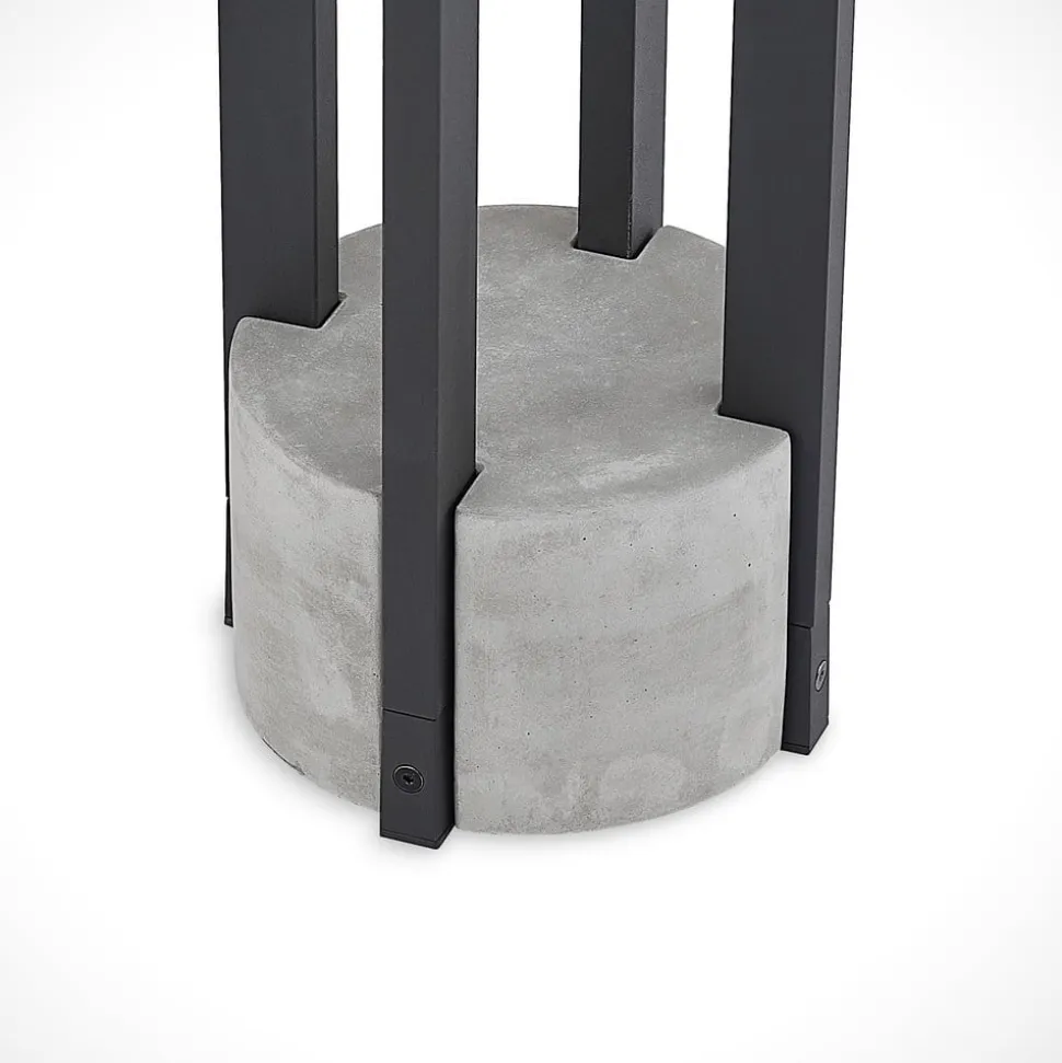 Lucande vejlampe Overa, grå, metal, 68 cm, IP44, E27
