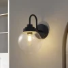 Lucande væglampe Badolo, sort, glas, 25 cm høj, IP44