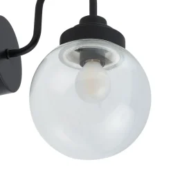 Lucande væglampe Badolo, sort, glas, 25 cm høj, IP44