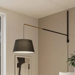 Lucande væglampe Beleza, højde 150 cm, kan trækkes ud, tekstil