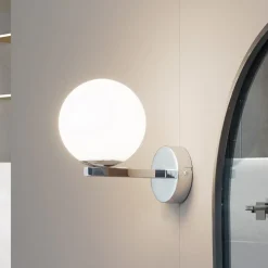 Lucande væglampe Bidolo, kromfarvet, glas, Ø 12 cm, IP44