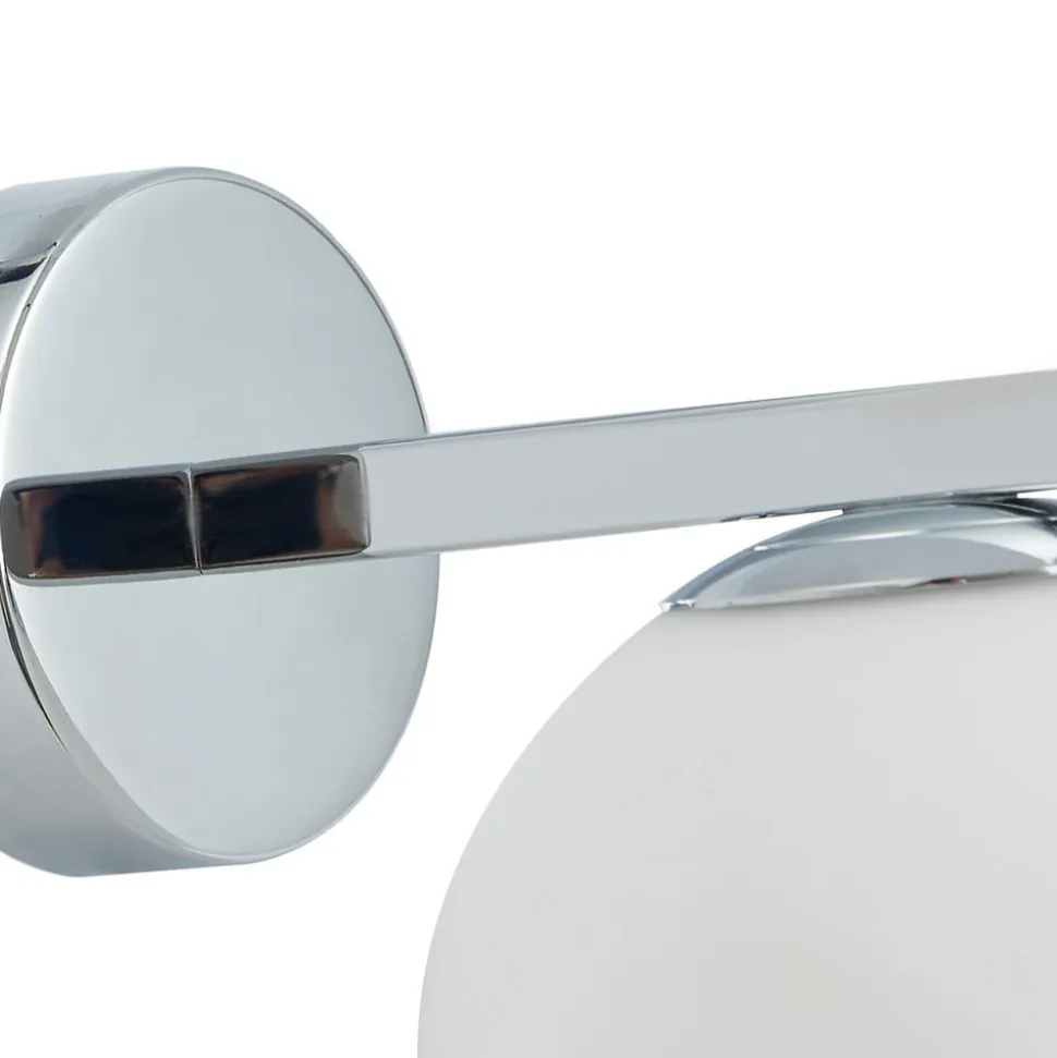 Lucande væglampe Bidolo, kromfarvet, glas, Ø 12 cm, IP44