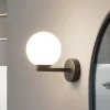 Lucande væglampe Bidolo, sort, glas, Ø 12 cm, IP44