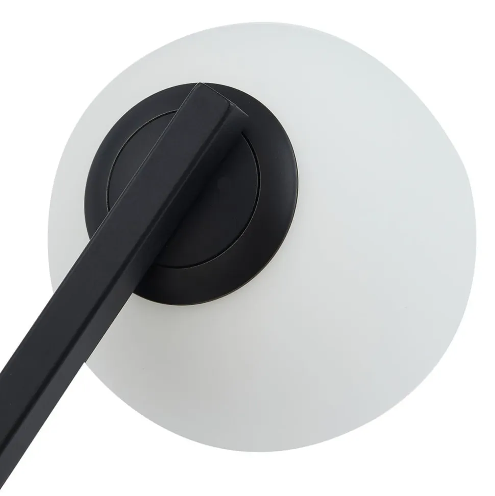 Lucande væglampe Bidolo, sort, glas, Ø 12 cm, IP44