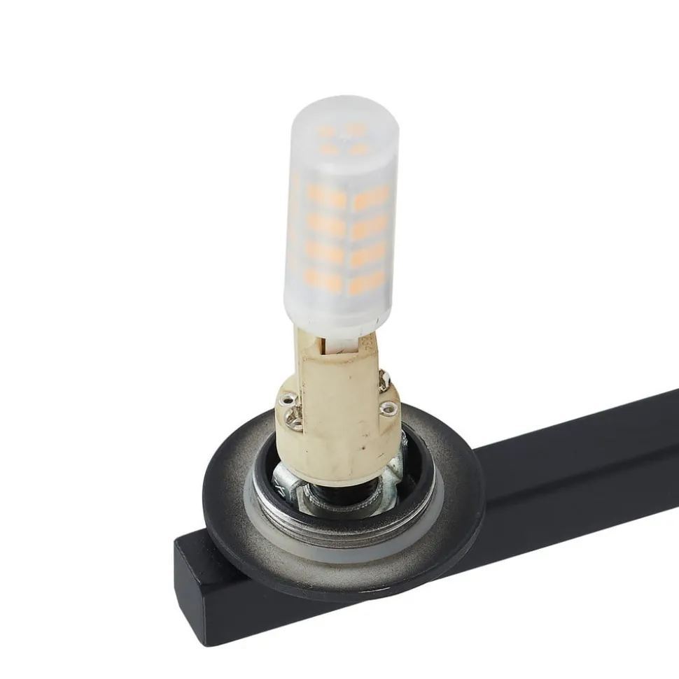 Lucande væglampe Bidolo, sort, glas, Ø 12 cm, IP44