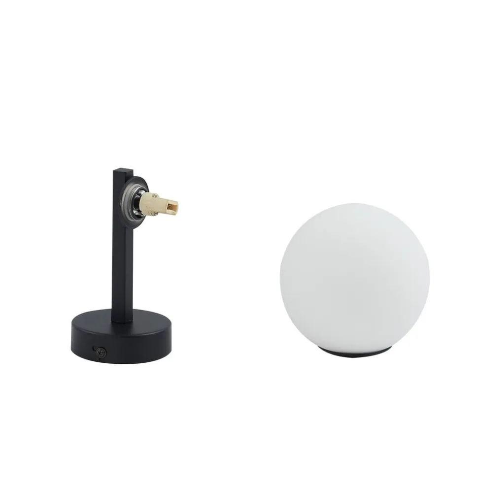 Lucande væglampe Bidolo, sort, glas, Ø 12 cm, IP44