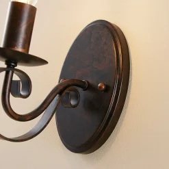 Lucande væglampe Caleb, 18 cm, rustfarvet, metal, E14