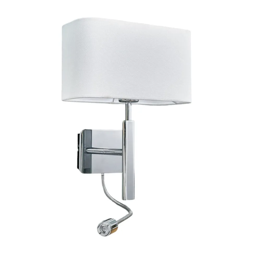 Lucande væglampe Jettka, højde 63 cm, læsearm, tekstil