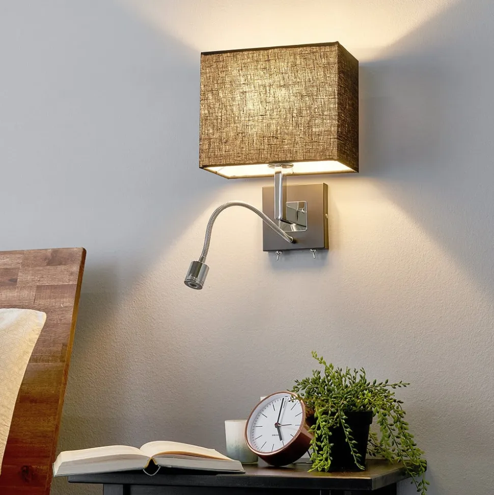 Lucande væglampe Rebekka, 31 cm, sort, LED-læsearm