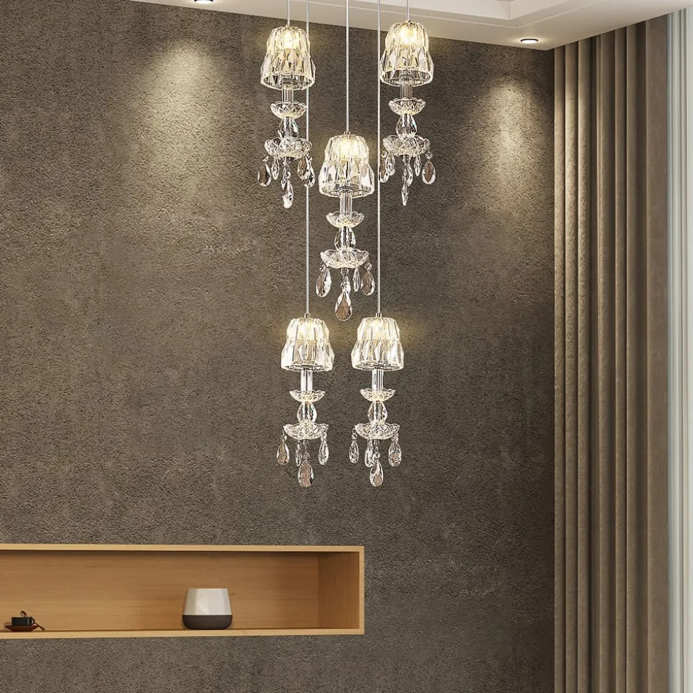 Lucande Yasanie LED-pendellampe, 5 lyskilder, rund