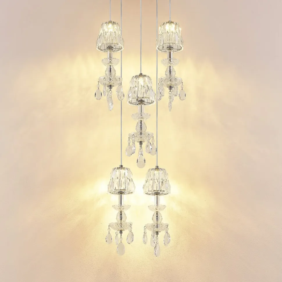 Lucande Yasanie LED-pendellampe, 5 lyskilder, rund