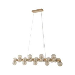 Lucande-pendel Naelen, guld/amber, 125 cm, glas, G9
