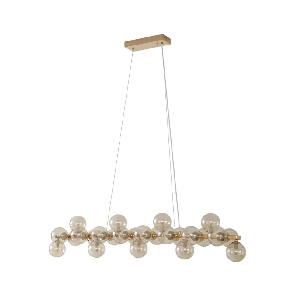 Lucande-pendel Naelen, guld/amber, 125 cm, glas, G9