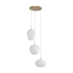 Lucande-pendel Quinara, 3-lys, opal, glas, Ø 52 cm