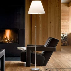 Luceplan Costanza gulvlampe D13t, aluminium/hvid