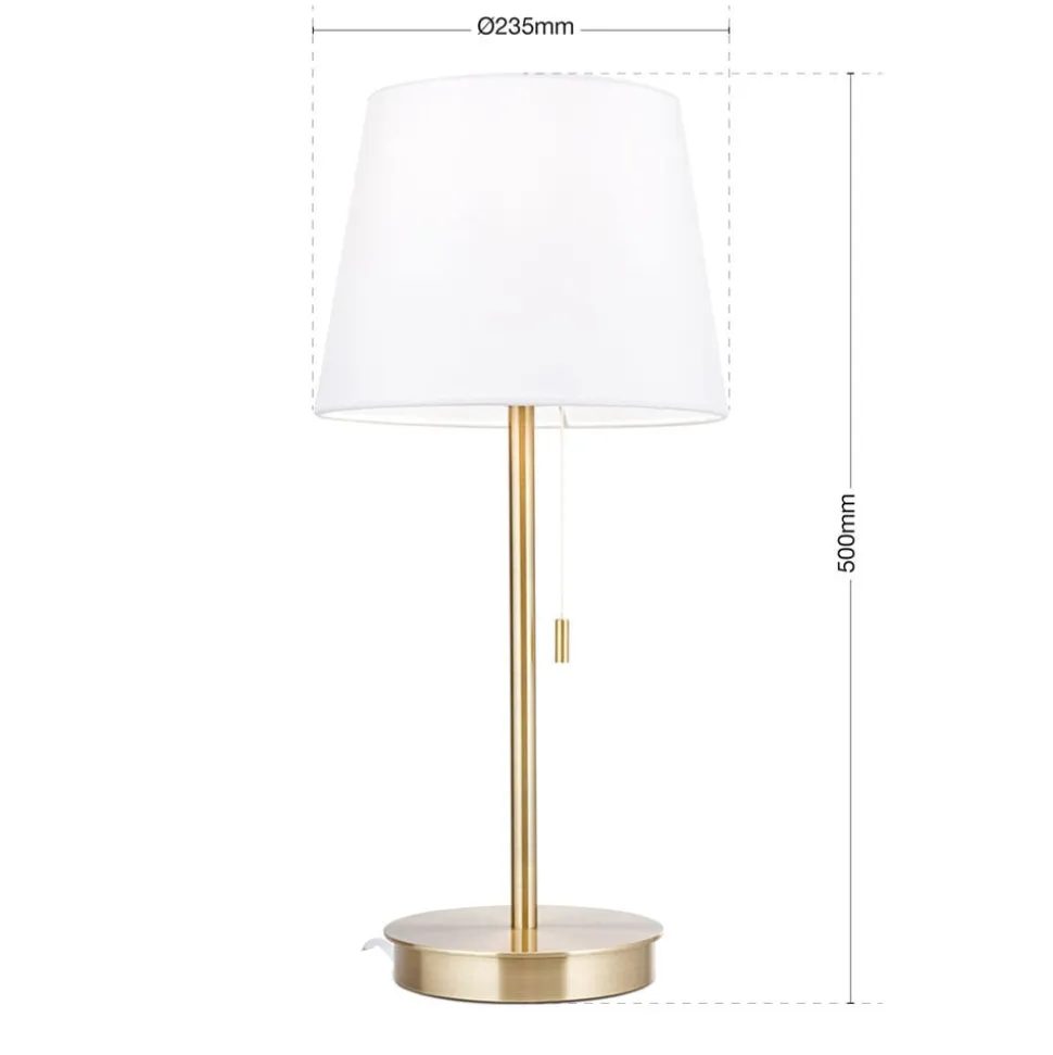 Ludwig bordlampe med USB-port, hvid/antik messing