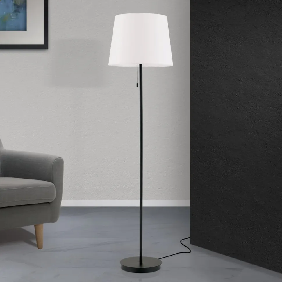 Ludwig tekstilgulvlampe, mat sort