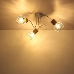 Luise loftlampe i hvid og trælook, 3 lyskilder