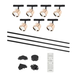 Lumaro skinnesystem, spots, 7 lyskilder, guld, Ø8cm,48V,dæmpbar