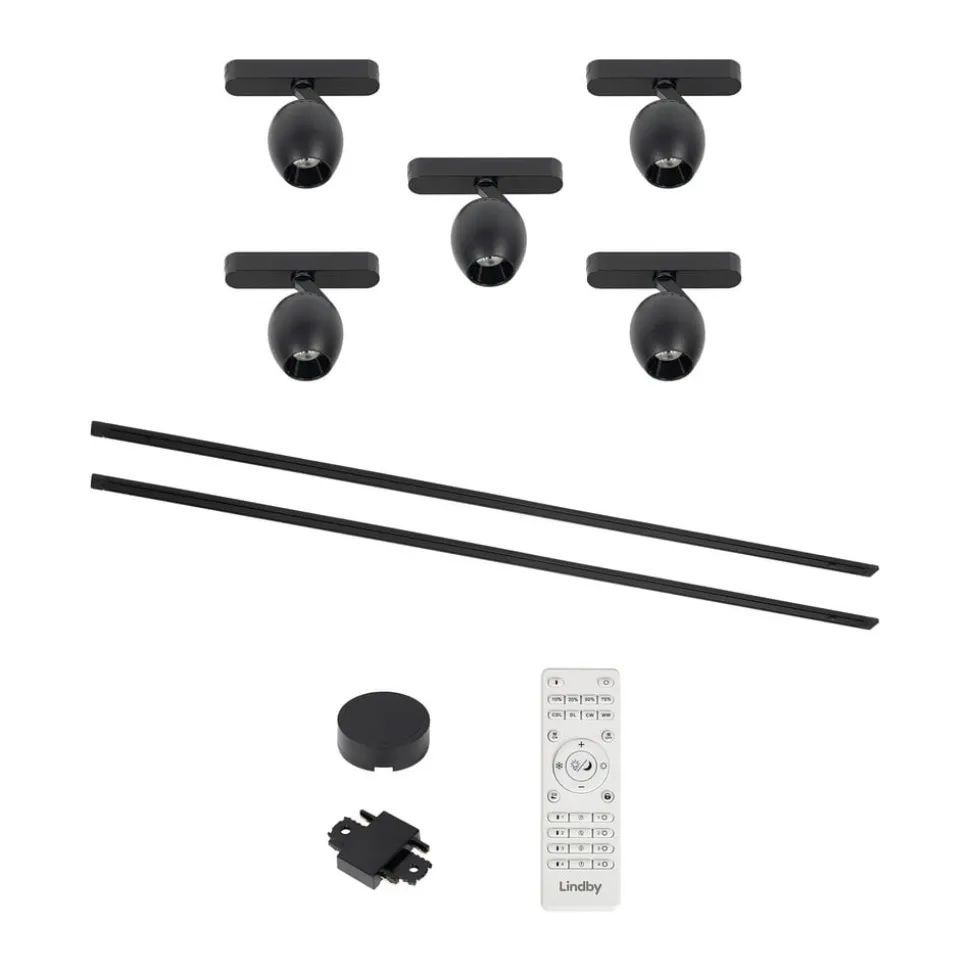 Lumaro skinnesystem, spots,5 lyskilder,sort,Ø6cm,48V,dæmpbar