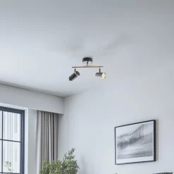 Lume loftspot, 2 lyskilder, sort/messing, højde 22 cm, jern