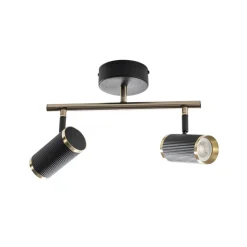 Lume loftspot, 2 lyskilder, sort/messing, højde 22 cm, jern