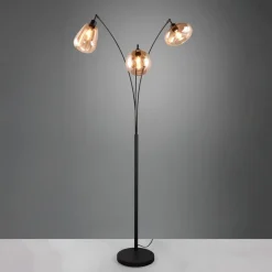 Lumina gulvlampe, 3-lys, sort/amber, glas