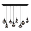 Lumina pendel, 8-lys, sort/krom, glas