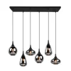 Lumina pendel, 6-lys, sort/krom, glas