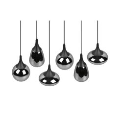 Lumina pendel, 6-lys, sort/krom, glas