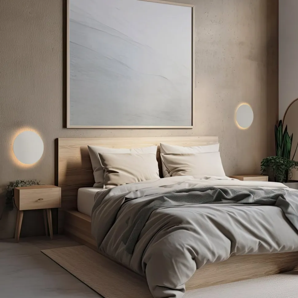 Luna væglampe, beige, indirekte lys, Ø 30 cm, stål