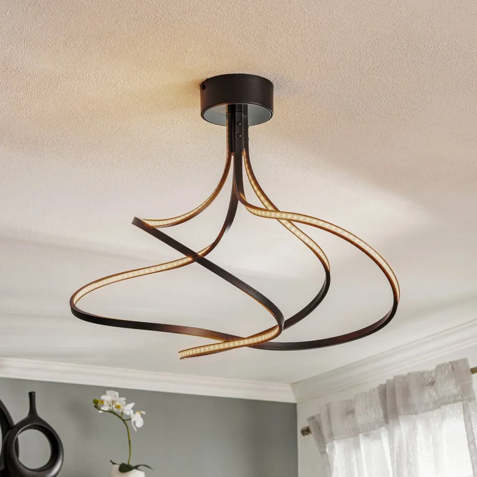 Lungo sort LED-loftlampe, højde 42 cm