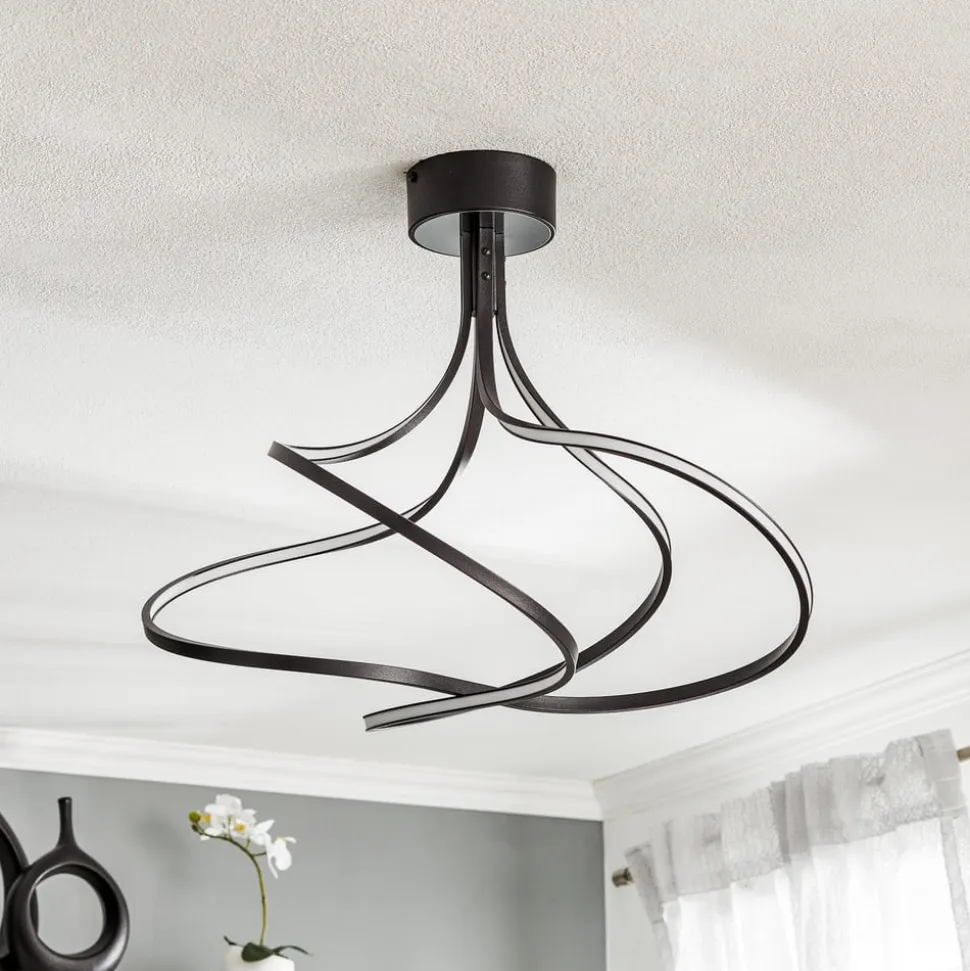 Lungo sort LED-loftlampe, højde 42 cm