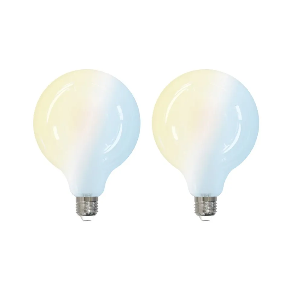 LUUMR Smart LED-pære 2 stk E27 G125 7W CCT mat Tuya