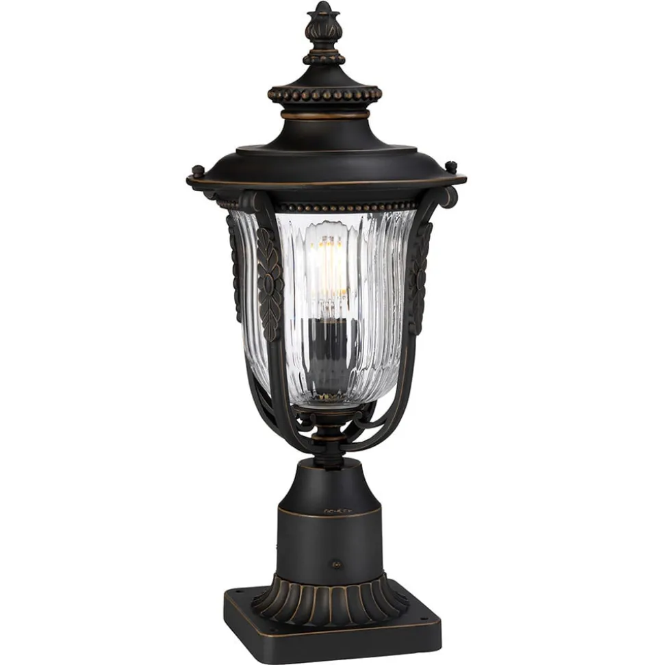 Luverne sokkellampe med rillet glas