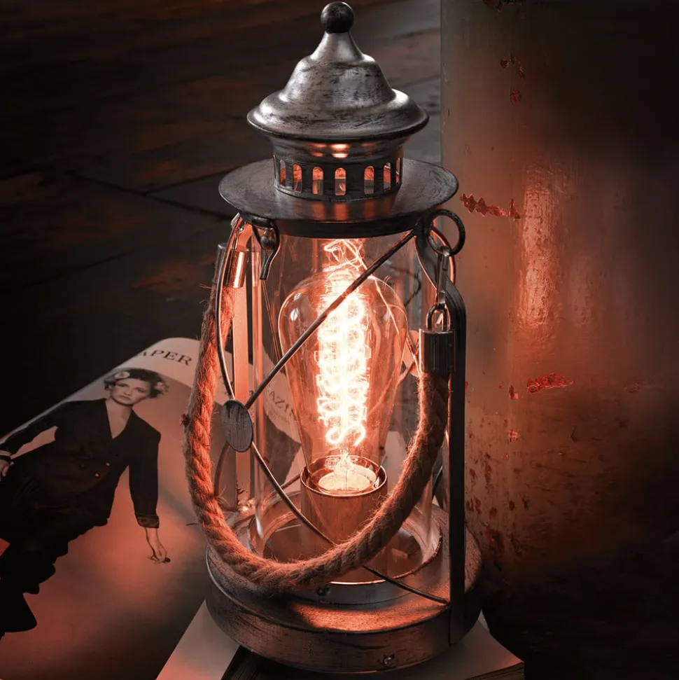 Lys lanterne bordlampe Kirian sølv-antik