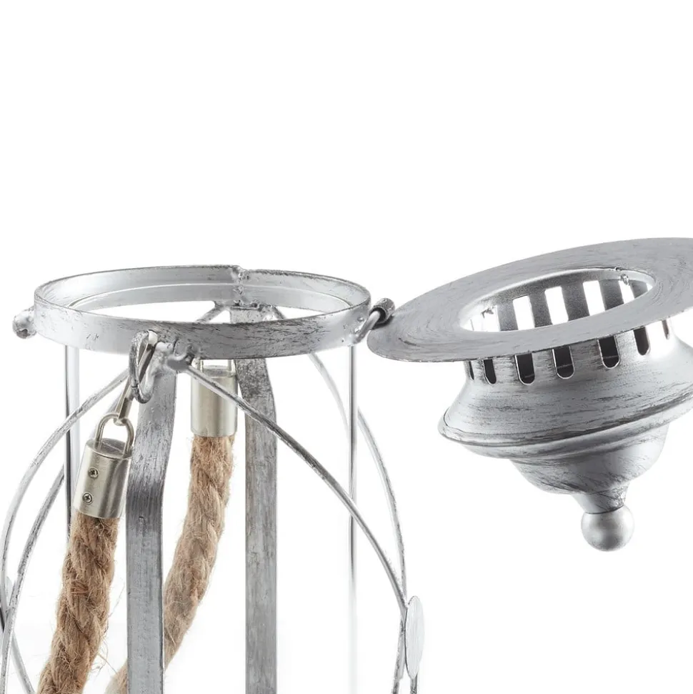 Lys lanterne bordlampe Kirian sølv-antik