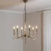 Lysekrone Adone, 6 lyskilder, messing, Ø 70 cm, krystalglas