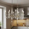 Lysekrone Adone, lineær, 8 lyskilder, messing, krystalglas