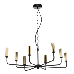 Lysekrone Ampli, sort/guld, 8 lyskilder
