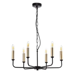 Lysekrone Ampli, sort/guld, 6 lyskilder
