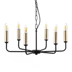 Lysekrone Ampli, sort/guld, 6 lyskilder