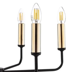 Lysekrone Ampli, sort/guld, 6 lyskilder