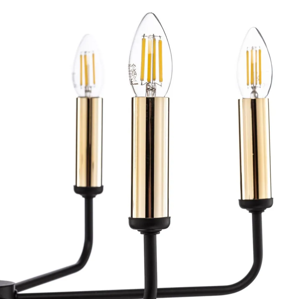 Lysekrone Ampli, sort/guld, 6 lyskilder