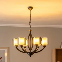 Lysekrone AV-7002-1876-6BSY med glasskærme